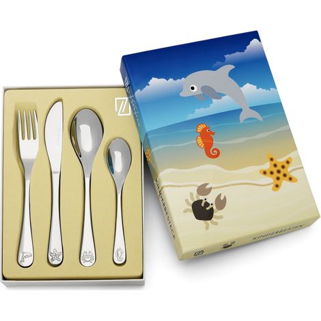 Couverts pour enfants avec animaux marins gravés Taille: 160x170x160x130 mm UGS : ZV4258070 (1/2)