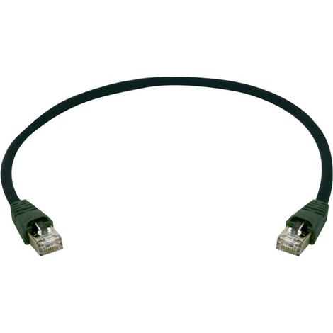 100008101 RJ45 Câble réseau, câble patch CAT 6a S/FTP 0.5 m noir avec manchon de protect (1/2)