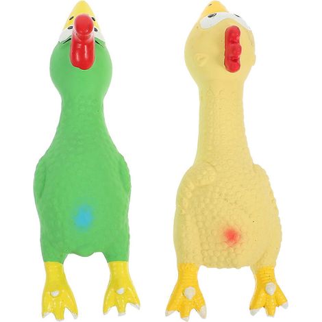 Jouet en latex résistant pour chien, à mâcher de façon interactive : lot de 2 jouets couineurs en forme de poulet (1/5)