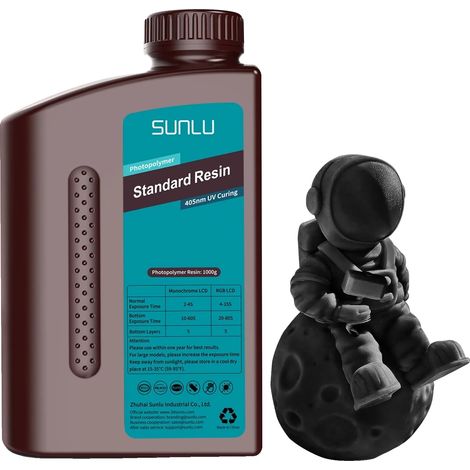 Résine d'imprimante 3D, faible retrait, haute précision, Noir Standard (1/2)