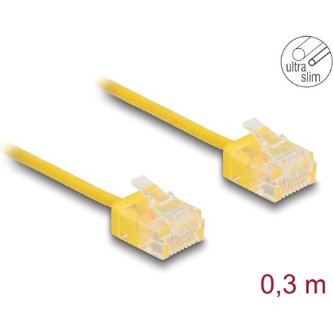 Delock Cable de red RJ45 Cat.6 UTP Ultra Slim 0,3 m amarillo con enchufes cortos
