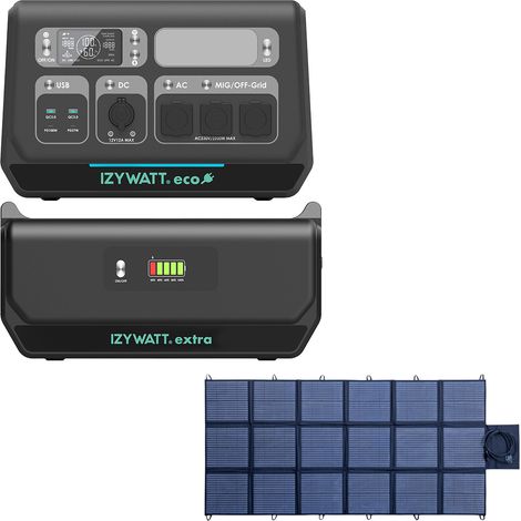 Station électrique IZYWATT.eco 2048Wh injection réseau + panneau solaire 400W + batterie Izywatt.extra - Orium