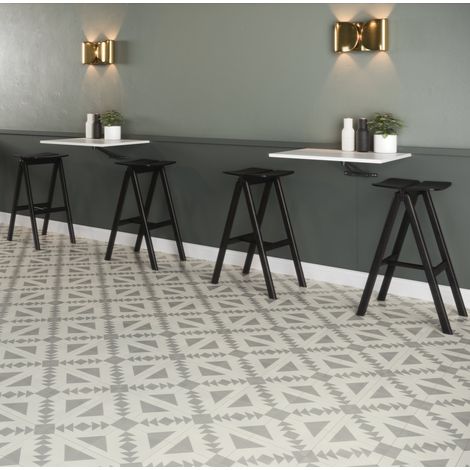 Carrelage Imitation Carreaux de Ciment CUBAN 22,3x22,3 cm Silver Arrow (1/2)