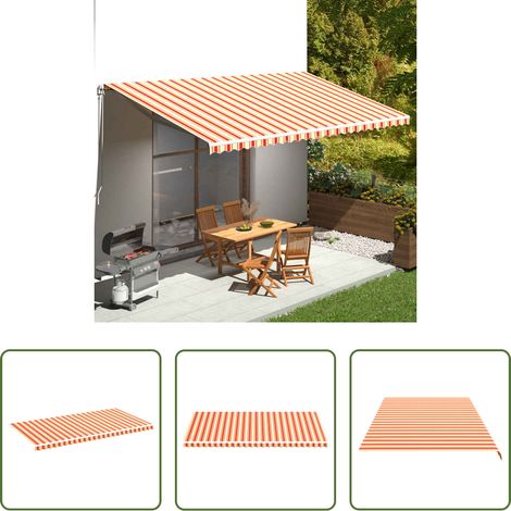 Parasol de jardin - Tissu de remplacement pour auvent Jaune et orange 6x3 m (1/5)