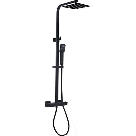 Duschset Levu Duschsystem Duscharmatur mat Schwarz Regendusche k (1/5)