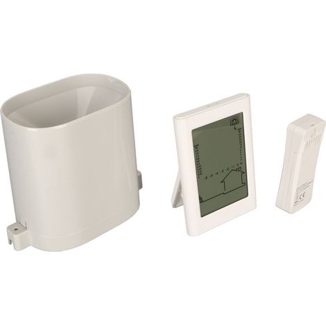 Pluviomètre et thermomètre numériques sans fil avec rétroéclairage orange et indicateur de batterie faible. (1/5)