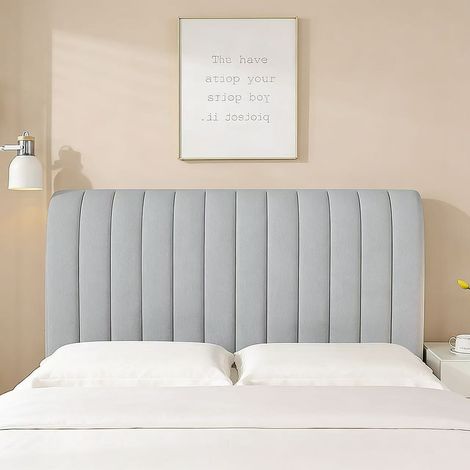 Protection de tête de lit - 180 cm, housse et coussin lavables en machine, gris clair (1/5)