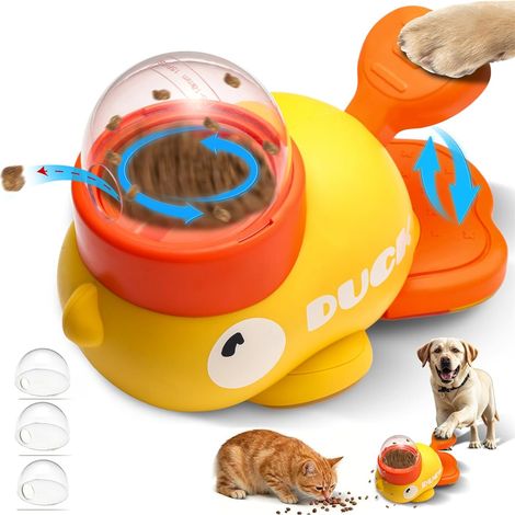 Bol Alimentaire Interactif Chien Chat - Distributeur Nourriture Lent Forme Canard - Ouvertures Réglables Anti-Dérapant Stimulation Mentale - 1 Pièce (1/5)