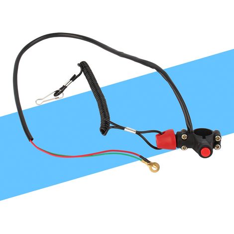 Interrupteur d'allumage double pour moto, bouton d'allumage d'urgence de 22 mm, cordon de traction noir (1/5)