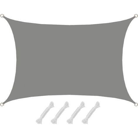 Voile d'ombrage UPF50+ ACKERMAN 3x4 m en polyester rectangle, hydrofuge, protection UV, gris (1/5)