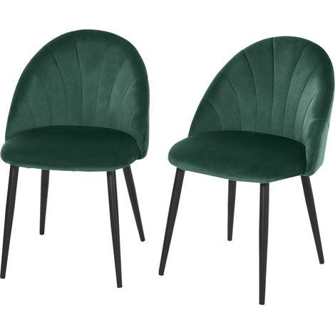 Lot de 2 chaises de Salle à Manger Chaise de Cuisine Velours Pieds métal vert dim. 52L x 54l x 79H cm (1/4)
