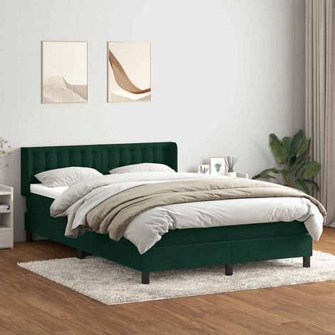 Sommier à lattes de lit et matelas vert foncé 160x220cm velours