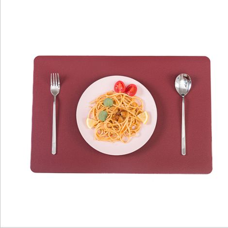 Sets de table lavables en cuir, sets de table rectangulaires en similicuir épais rouge résistants à la chaleur, sets de table imperméables antidérapants faciles à nettoyer pour cuisine, café, salle à (1/4)