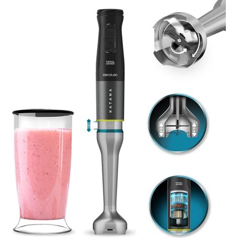 Mixeur plongeant, 1500 W, 21 vitesses et Turbo, système à double lame, 4 lames en titane noir, capot anti-éclaboussures, gobelet de 800 ml. (1/5)