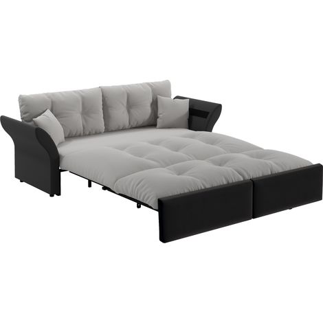 3-in-1 Schlafsofa 190 cm aus hellgrauem Samt MODENUIT (1/5)