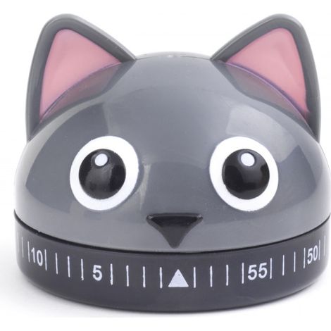 Minuteur de cuisine chat - KIKKERLAND - Design chat - Plastique - Gris - Décoratif - Pratique - Pour la cuisine (1/5)