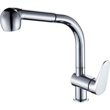 Robinet Mitigeur de cuisine avec douchette extractible, bec haut, chromé (1/3)