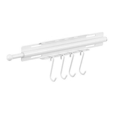 Organisateur de penderie - Cintres - Étagère de rangement pour penderie - Extensible - Fixation murale - Acier au carbone - Blanc (1/5)