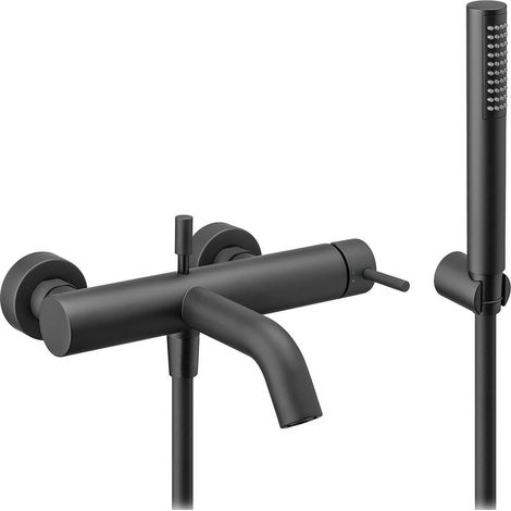 Vema Maira Bath Shower Mixer Tap with Shower Kit Wall Mounted - Matt Black (1/2)