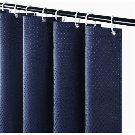 Filiyano-Rideau de douche anti-moisissure en polyester épais et imperméable, pour baignoire ou salle de bain, 12 crochets, bleu marine (1/5)
