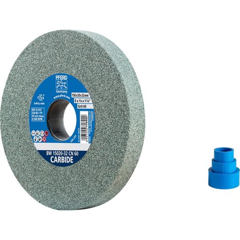 PFERD - Mola a disco, 150 x 20 x 32 mm, Carbide, granulometria 60, carburo di silicio, 39008570 per la lavorazione di materiali duri, con bussole di riduzione integrate 25/20/16 mm (1/5)