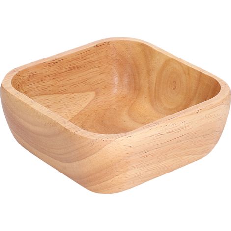 Saladier carré en bois d'hévéa, fabriqué artisanalement, simple et élégant, idéal pour les fêtes et les réunions de famille, 15 cm / 5,9 pouces (1/5)