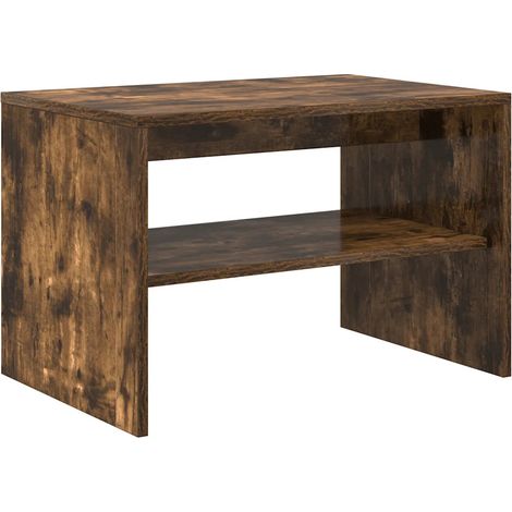 Meuble TV design fonctionnel 60 x 40 x 40 cm double fonction rangement en bois d'ingénierie chêne fumé (1/5)