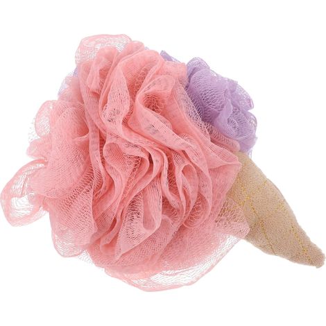 Éponge de douche arc-en-ciel en forme de fleur glacée, éponge de bain, boule de bain, éponges de douche réutilisables, serviette de bain exfoliante (1/4)