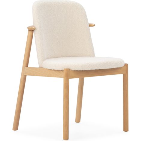 Chaise en bois de hêtre et tissu blanc TIFANY – Style naturel et moderne (1/4)