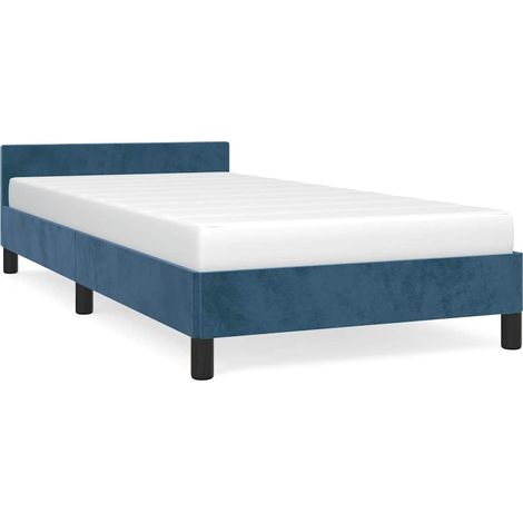 Lit simple,Lit adulte,Cadre de lit sans matelas bleu foncé 90x190 cm velours CFW2550190 (1/5)