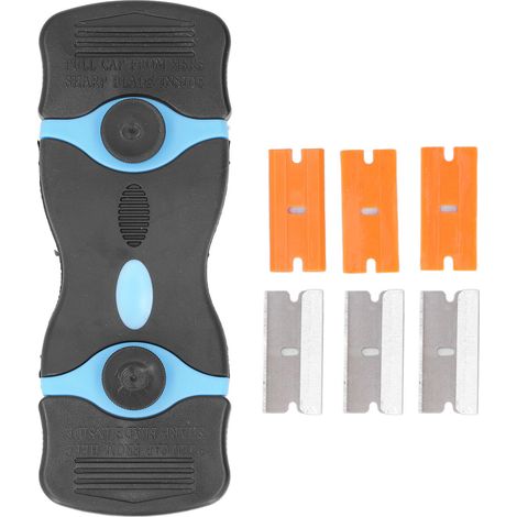 2 Pièces Grattoir 2 en 1 avec Lames Métal/Plastique ABS pour Nettoyage (Noir Bleu) (1/5)
