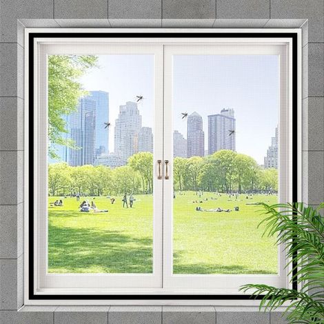Moustiquaire de fenêtre adhésive 100x120 cm, filet anti-insectes pour chambre, cuisine et bureau (1/4)