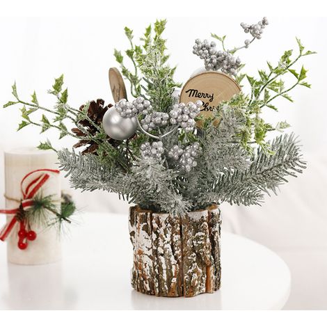 Mini décorations de sapin de Noël 35 cm, pommes de pin floquées, sapin artificiel, décoration pour la maison ou le bureau (1/5)