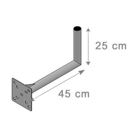 Fixation Murale en L coudée - HD LINE - Support de mât - Déport 450mm - Hauteur 250mm - Diamètre 42mm