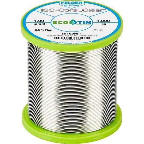 Felder ISO-Core Clear Sn100Ni+ hilo de soldadura de plata 1 mm 1 kg