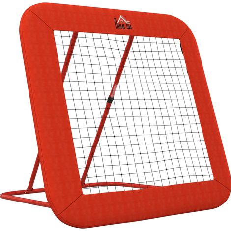 Rebondisseur pliable pour football avec filet de protection, réglable en 4 positions, cadre métal et filet rouge (1/5)
