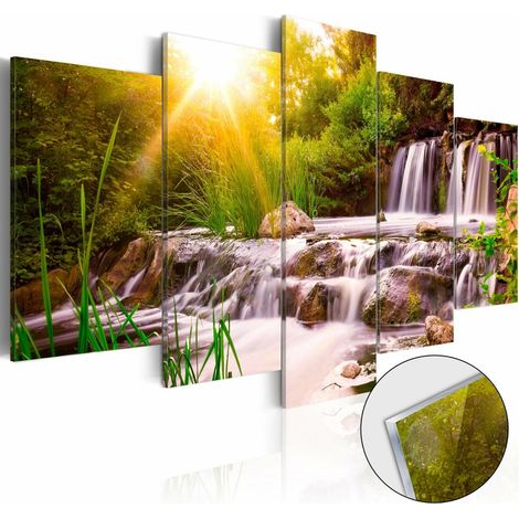 Tableau sur verre cascade de la forêt - 200 x 100 cm (1/3)