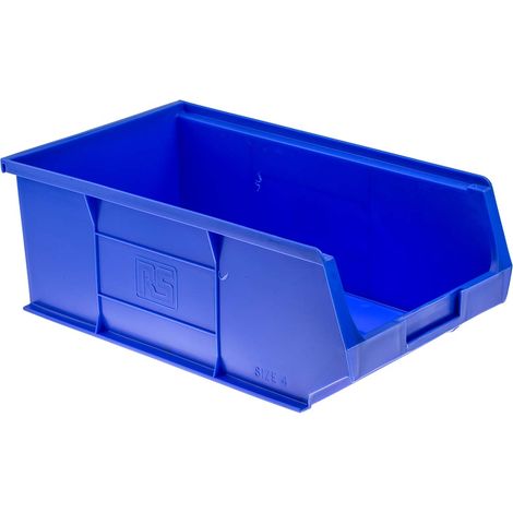 Bac de rangement RS PRO Bleu en PP, 130mm x 205mm x 350mm ( Prix pour Paquet de 5 ) (1/5)