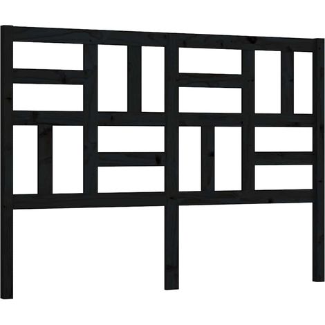 Tête de lit Noir 126x4x104 cm Bois massif de pin (1/4)