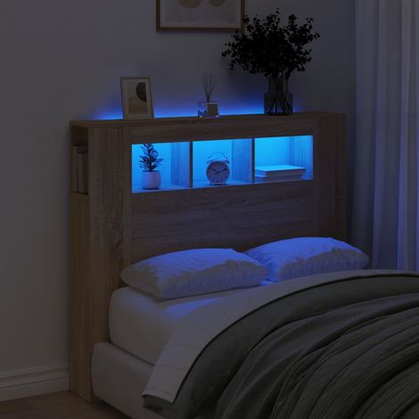 vidaXL Testiera LED Rovere Sonoma 120x18,5x103,5 cm Legno Multistrato