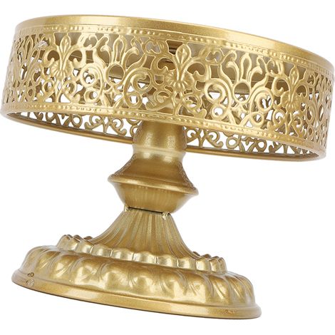 Présentoir à Desserts Doré Support à Gâteau Motif Dentelle Assemblage Facile Plateau Rond pour Fêtes (1/5)