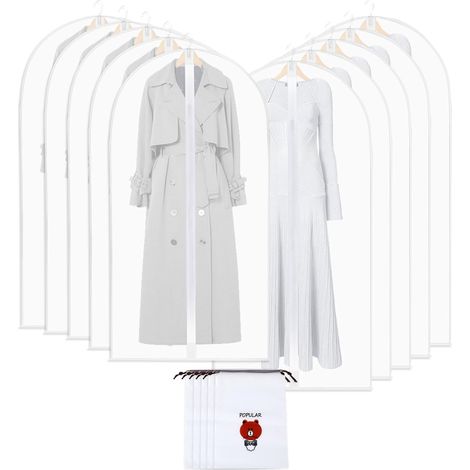 Housse Vetements à Suspendre PEVA Housse de Protection Pliable Housse VetementHousse de Rangement avec 5PCS Sac à Cordon Housses de Vêtements Semi-translucide(60x120cm5PCS+60x140cm5PCS) (1/5)
