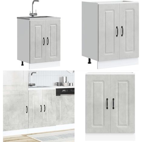 vidaXL Meuble bas pour évier Kalmar gris béton bois d'ingénierie (1/5)