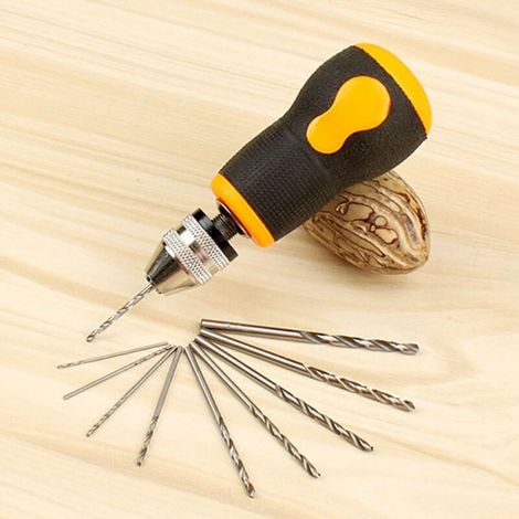 Perceuse Manuelle - 0,8 à 3,0 mm - Pour PCB, Bijouterie, Modélisme - Acier Carbone + Caoutchouc - 10 Forets Inclus (1/5)