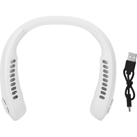 Ventilateur de cou portable 3 vitesses réglable sans bruit rechargeable mains libres sans pales pour femmes et hommes blanc (1/5)