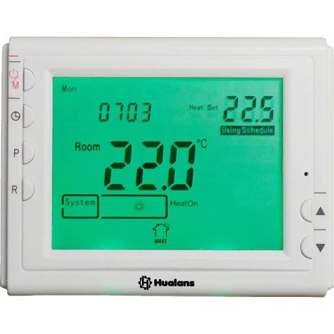 Thermostat numérique programmable – Thermostat à batterie mural, écran LCD rétroéclairé avec 6 phases quotidiennes, compatible avec chaudières à gaz (1/5)