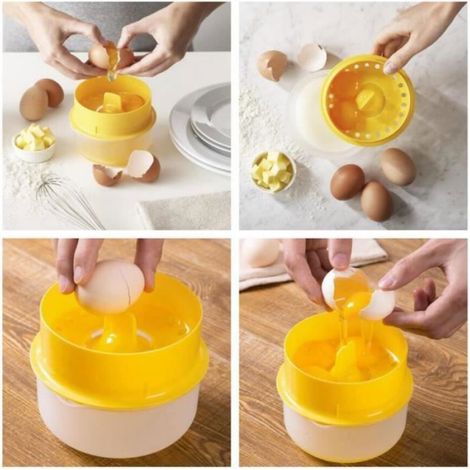 Séparateur d'œuf - Cuisine - Jaune - 7x13cm - Outil de boulangerie - Pratique et compact (1/3)