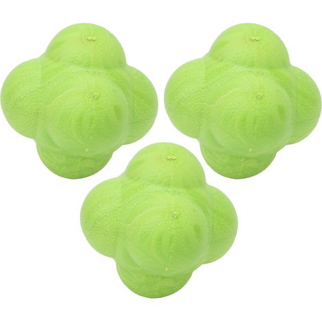 3 balles de réaction hexagonales TPR pour exercices de coordination et réflexes, entraînement sportif, vertes (1/5)
