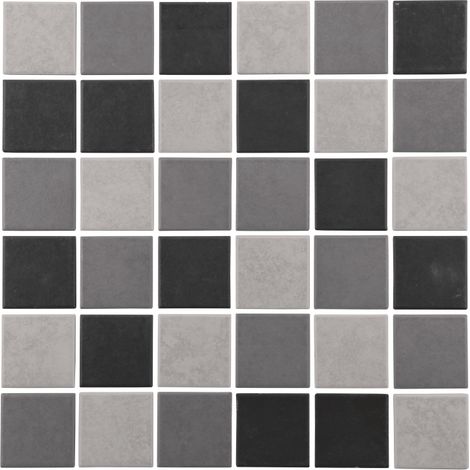 MAT INTER - Lot de 9 Mosaïques - 300x300 - Tesselle 50x50x6mm - Porcelaine anti d. mix gris