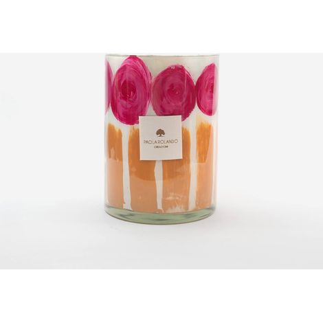Vase en verre décoré à la main pour décoration élégante Le Rose H 20 - Orange